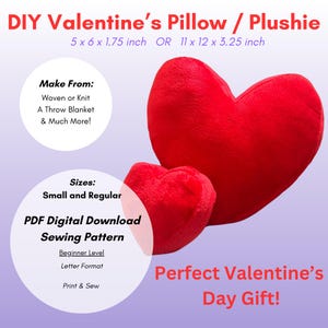 DIY Valentine's Day Pillow/Plushie Digital Sewing Pattern. Two sizes. Valentine's Day gift Idea