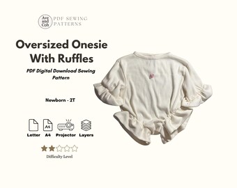Oversized Sweater Bodysuit Digital Sewing Pattern for Baby and Toddler PDF onesie
