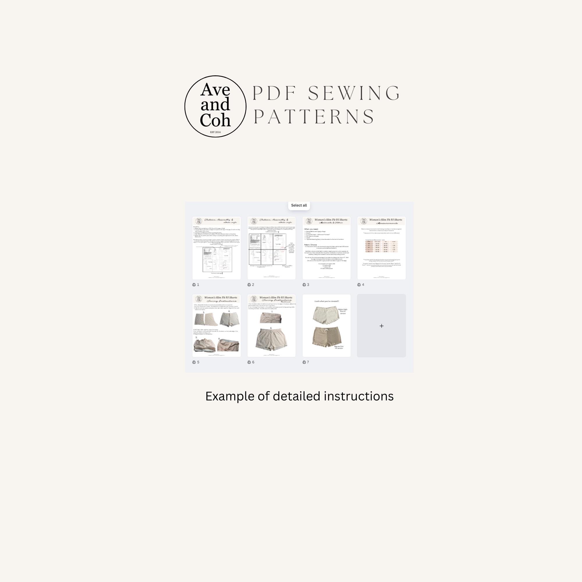Cheeky Pattern Women's Cheeky PJ Shorts Sewing Pattern - PDF Digital Download Sewing ...