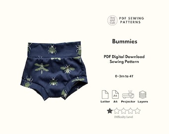 Baby Bummies PDF Sewing Pattern Digital Download 0-3m to 4T Baby Bummies Pattern