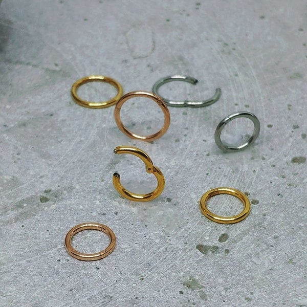 18G Tiny Huggie Hoop Clicker Ring, Nose Cartilage Daith Helix Tragus Septum ,Seamless Hinged Segment Ring,6mm 7mm 8mm 10mm 12mm 316L Steel