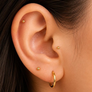 16G Rose Gold Ball Labret • Stainless Steel Flat Back Piercing