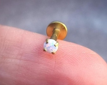 16G Gold Opal Labret Piercing: Tragus, Helix, Conch
