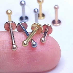 16G Silver Tiny Ball Piercing ‣ 1.5mm 2mm 2.5mm 3mm Round Piercing Stud‣ Tragus Helix Cartilage Piercing ‣Internal thread ‣ Flat Back Labret