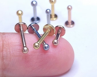 16G Silver Tiny Ball Piercing ‣ 1.5mm 2mm 2.5mm 3mm Round Piercing Stud‣ Tragus Helix Cartilage Piercing ‣Internal thread ‣ Flat Back Labret