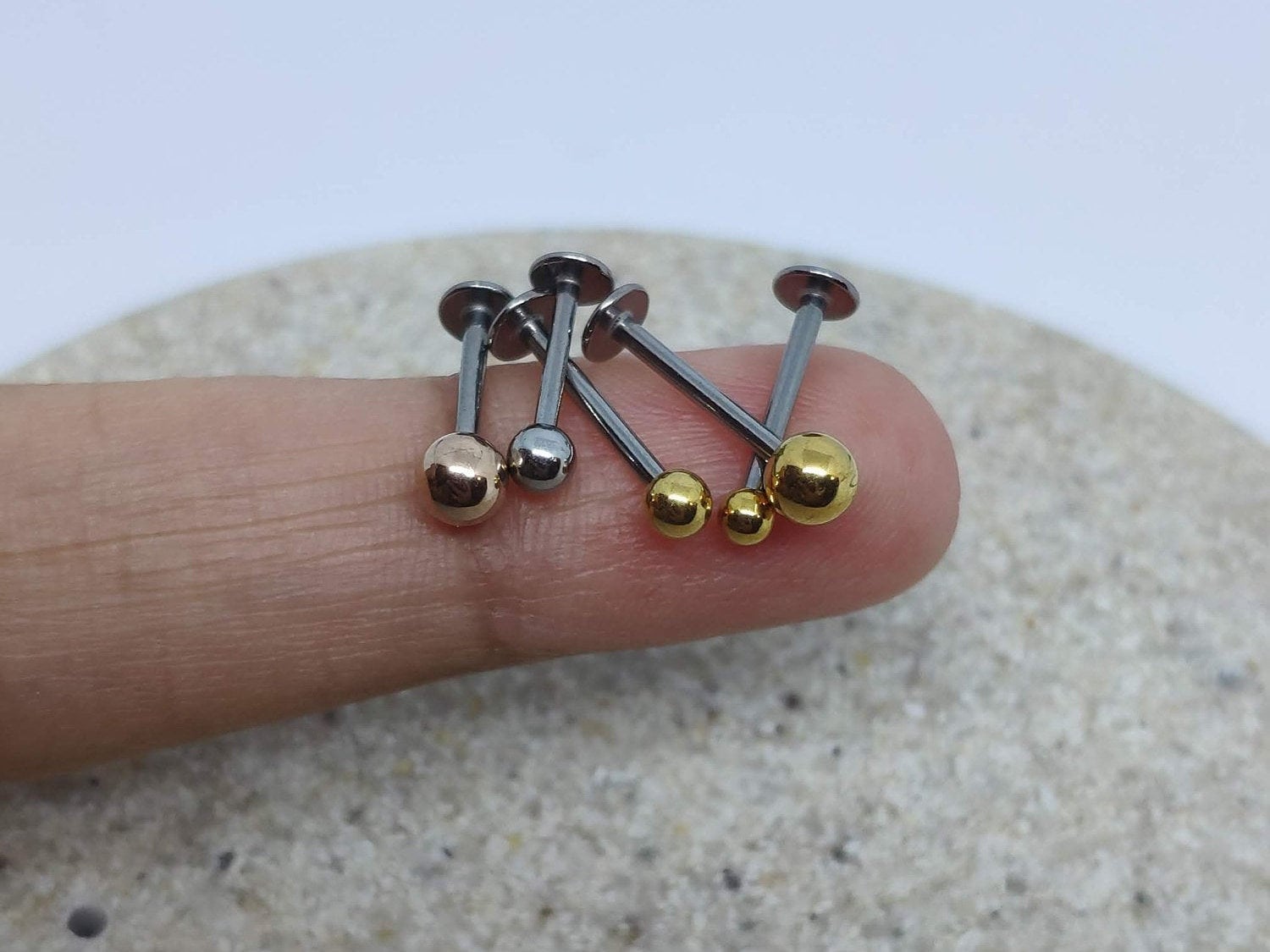 16G & 18G Tiny Ball Piercing Externally Threaded Labret Stud Etsy