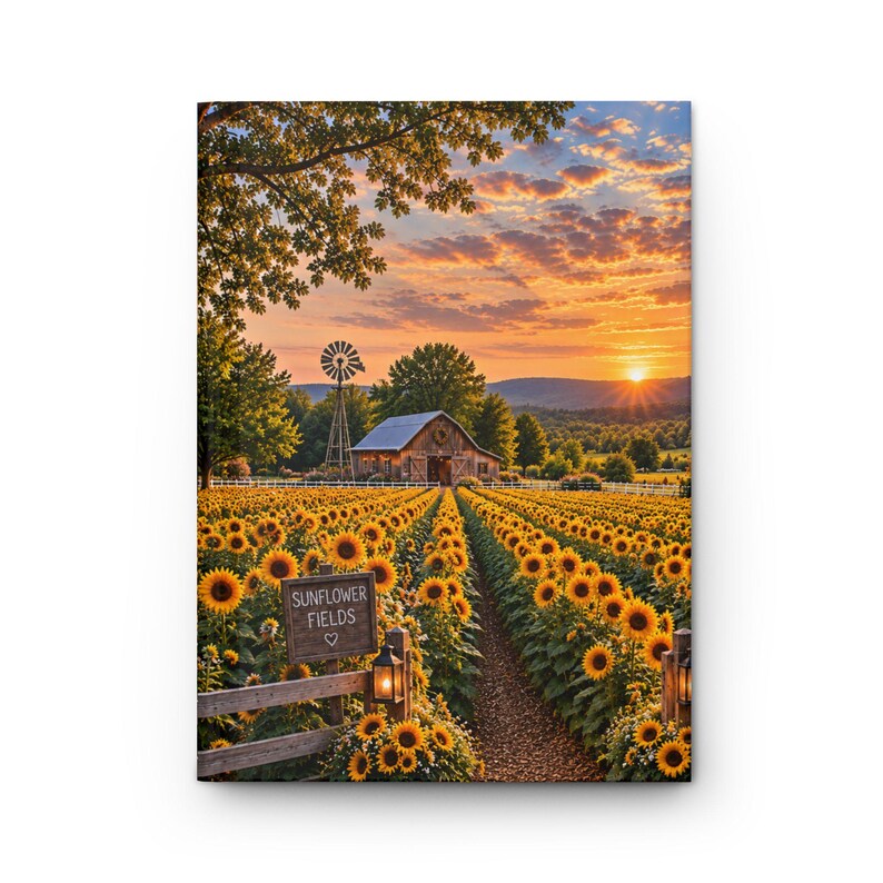 Sunflower Field Sunset Journal | Hardcover Matte Notebook image 2