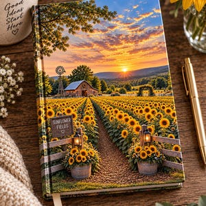 Sunflower Field Sunset Journal | Hardcover Matte Notebook image 1