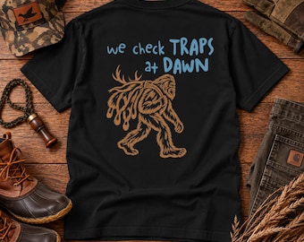 We Check Traps at Dawn Bigfoot Youth Trapping Tee