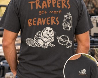 Camiseta vintage con estampado de Trappers and Beavers para exteriores, camiseta de trampero