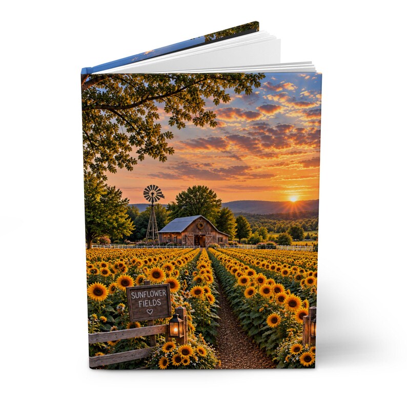 Sunflower Field Sunset Journal | Hardcover Matte Notebook image 4