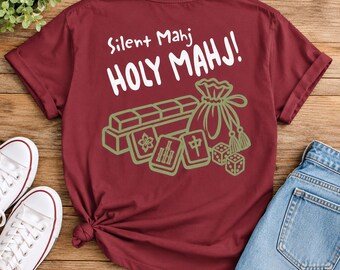 Silent Night Holy Mahj Mahjong Christmas T-Shirt, tile and rack Design