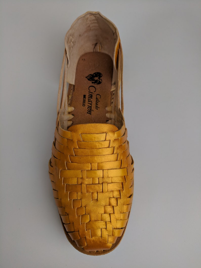 - CZA26gld new handmade sizes 5-10 U.S Women/'s Mexican Huaraches Cross weave leather leather tops GOLD leather rubber bottoms