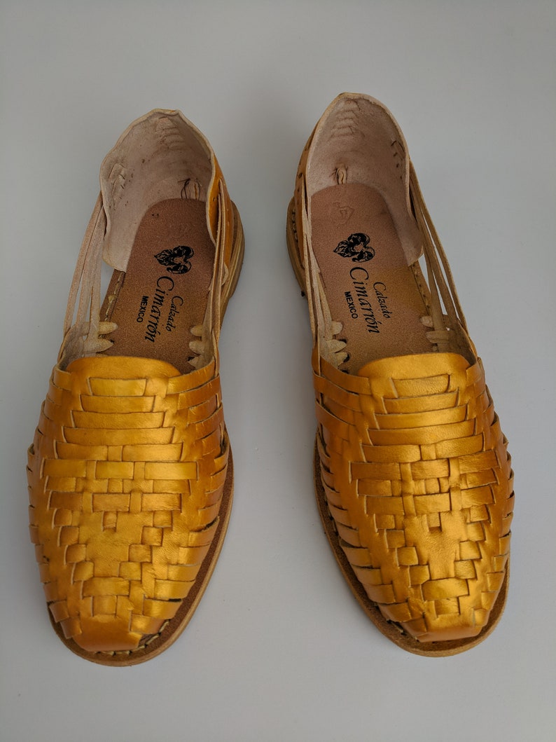 - CZA26gld new handmade sizes 5-10 U.S Women/'s Mexican Huaraches Cross weave leather leather tops GOLD leather rubber bottoms