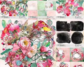 Oh My Peonies Collection, Digital Scrapbooking, Flowers, Romantic, Summer,