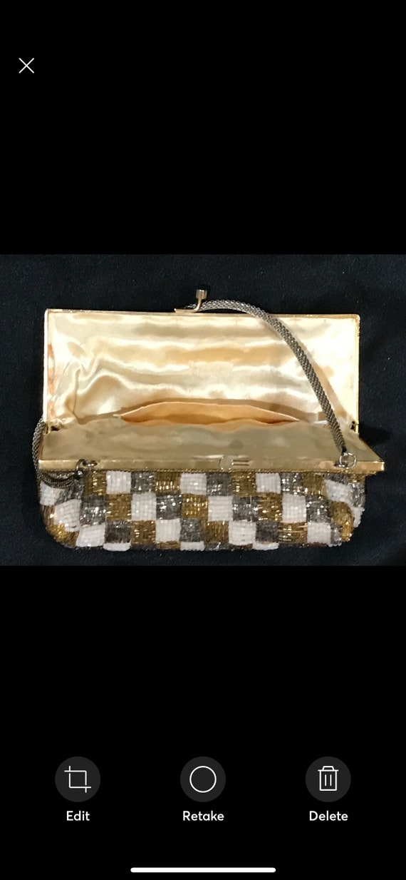 Silver Gold Beaded Walborg Evening Bag - image 2
