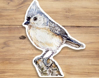 Tufted Titmouse Vinyl Sticker: Wildlife Art Decal
