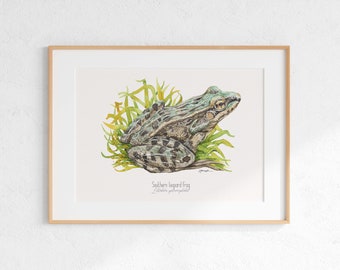 Southern Leopard Frog Giclee Print: Watercolor Frog Illustration