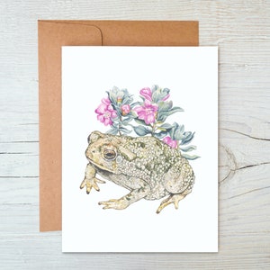 Texas Toad wenskaart, lege botanische kaart, Toad Notecards, kikker notitiekaarten, Texas Notecards, Texas Toad illustratie, Toad Card