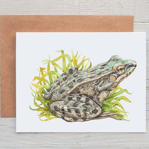 Southern Leopard Frog Greeting Card, blank Frog notecards,  cottage core cards, blank frog Greeting Card, Botanical Blank Card