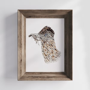 Watercolor Roadrunner Giclee Print: Roadrunner Illustration Typology