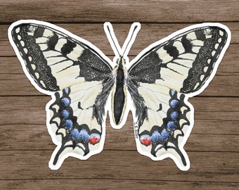 old world swallow-tail butterfly sticker, swallowtail sticker, swallowtail butterfly sticker, butterfly sticker, white butterfly sticker