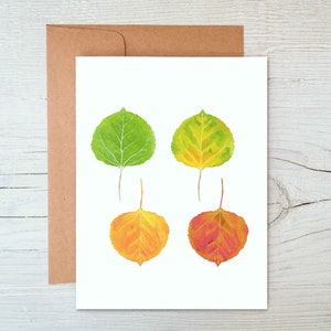 Aspen blad wenskaart, lege botanische kaart, boom notitiekaarten, blad notitiekaarten, boom wenskaart, Aspen blad illustratie, boom kaart