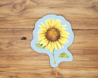 Watercolor Sunflower Sticker: Laminated Vinyl Decal