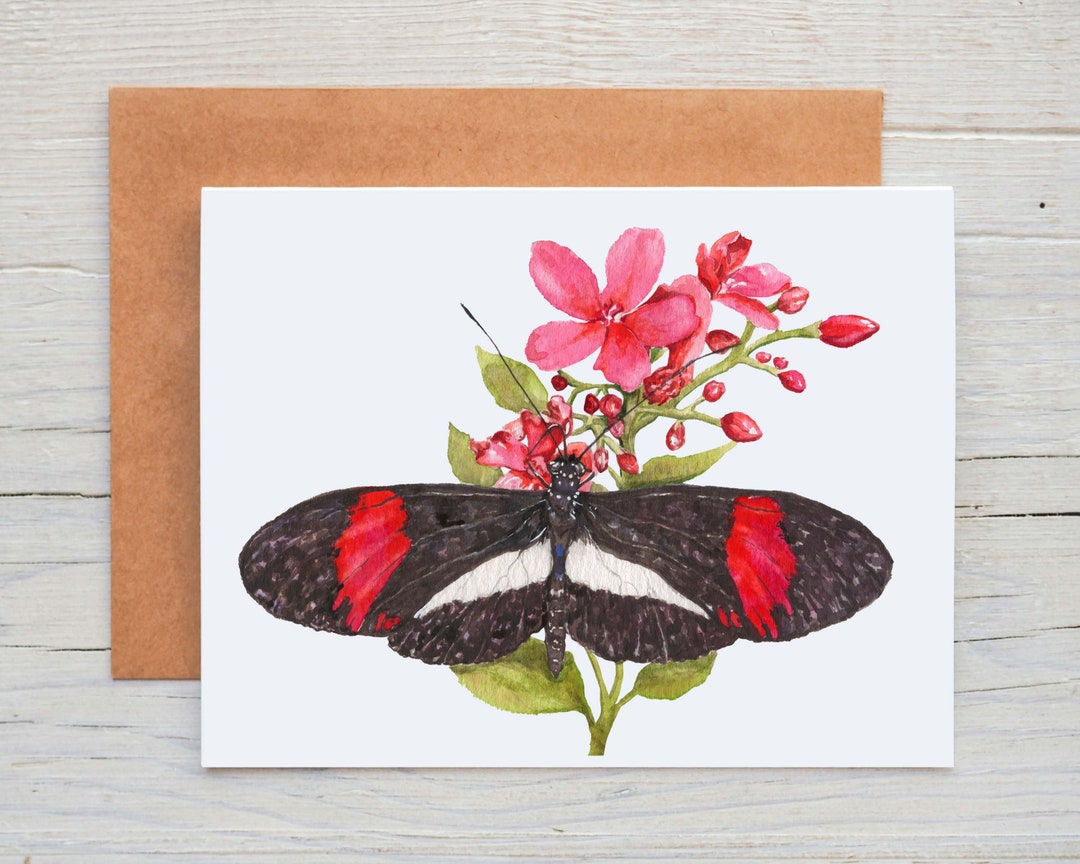 Watercolor Butterfly Greeting Card: Blank Botanical Notecard - Etsy