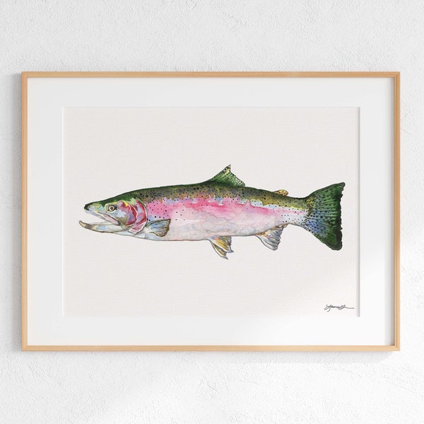 Steelhead trout Giclee Print, Steelhead Trout Watercolor Illustration,  Steelhead Trout Painting, Rainbow trout art print, steelhead art