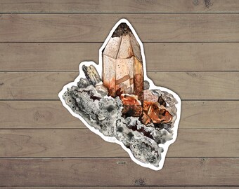 Watercolor Topaz Crystal Sticker: Gemstone Geology Art
