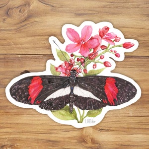 Postman Butterfly Vinyl Sticker: Watercolor Illustration
