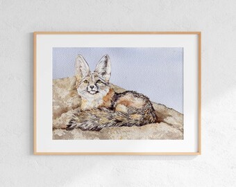 Watercolor Kit Fox Giclée Print: Arizona Desert Art