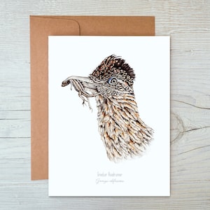 Cartão Roadrunner, cartão de pássaro em branco, Roadrunner Notecards, notecards do deserto, cartões Texas, presentes Roadrunner, papel de carta Roadrunner,