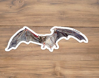 Watercolor Mexican Free-Tailed Bat Sticker, Mexican-Free tail bat illustration