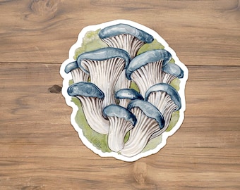 blue oyster mushroom sticker, mushroom sticker, fungi sticker, Mushroom illustration, Oyster Mushroom sticker, Watercolor mushroom art,