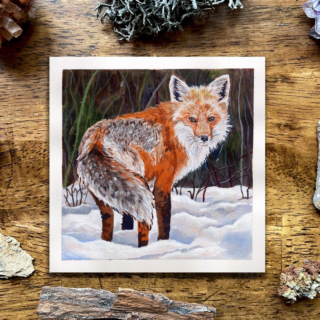 Original Red Fox Gouache Painting: Wildlife Illustration - Etsy