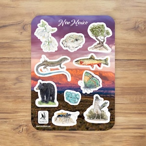 New Mexico State Symbols Sticker Sheet: Wildlife & Nature Art
