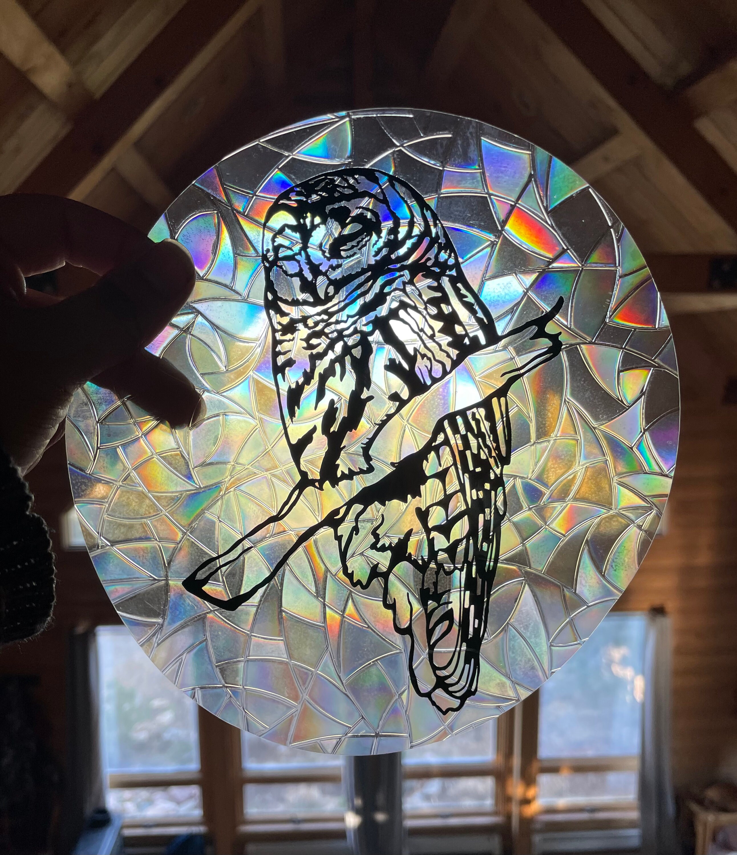 Owl Suncatcher Prism Window Sticker Holographic Window Film Owl