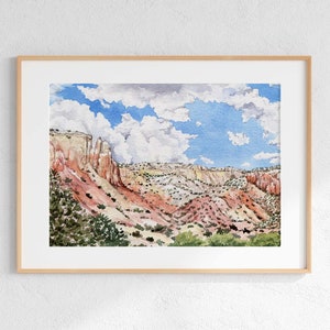 Abiquiu Watercolor Print: Ghost Ranch, New Mexico Landscape