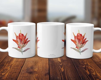 Indian Paintbrush Mug, Wildflower Mug, Flower Coffee Cup, Wyoming mug, Desert mug, Floral mug,  Indian Paintbrush coffee cup, Watercolor mug