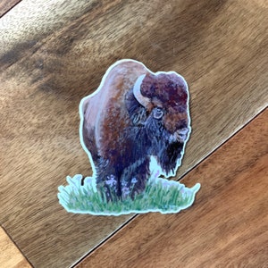 Watercolor Bison Sticker: Glossy Die-Cut Vinyl