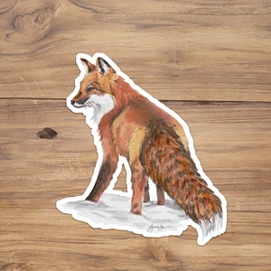 Rotfuchs Aufkleber, Fuchs im Schnee Aufkleber, Wildtier Aufkleber, Laptop Fuchs Aufkleber, Fuchs Wasserflasche Aufkleber, Fuchs Vinyl Aufkleber, Rotfuchs Vinyl