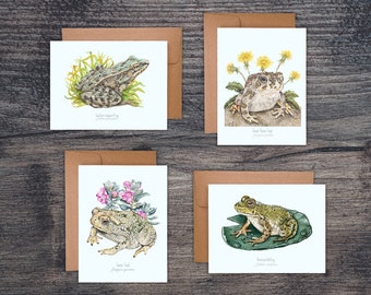 Tarjetas de felicitación de vida silvestre con ranas y sapos
