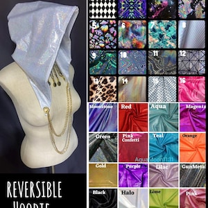 Rave HOOD Custom Reversible Scarf Burning man | Festival Hoodie with chain unisex