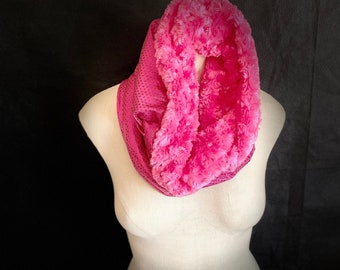 Pink Fur scarf Rave hood REVERSIBLE burning man festival