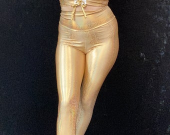 Leggings Holographic HIGH WAIST yoga pants spandex bottoms| Multiple colors |Burning Man| Festival Women’s