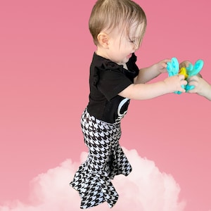 Pantalon évasé sirène avec pattes d&#39;éléphant bébé fille | Taille haute | | Tout-petits de 3 mois à 4 tonnes