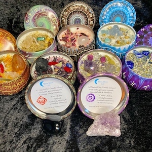 7 Chakra candle Set infused crystals & herbs essential oils | Zodiac candle|  INTENSION Candles | Spell | Manifestation | massage