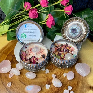 7 Chakra Candle Set: Crystal & Herb Infused, Essential Oils, Zodiac Tins image 7